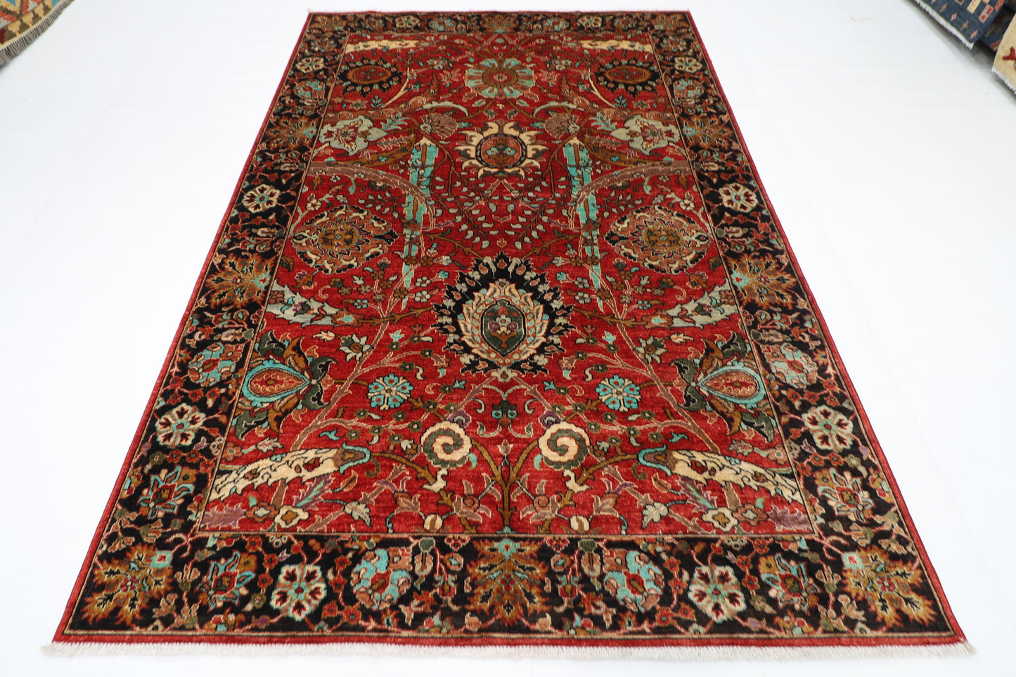 184 x 274 cm | Sickle Leaf Afghan Tribal Hand Knotted Veg Dye Wool carpet