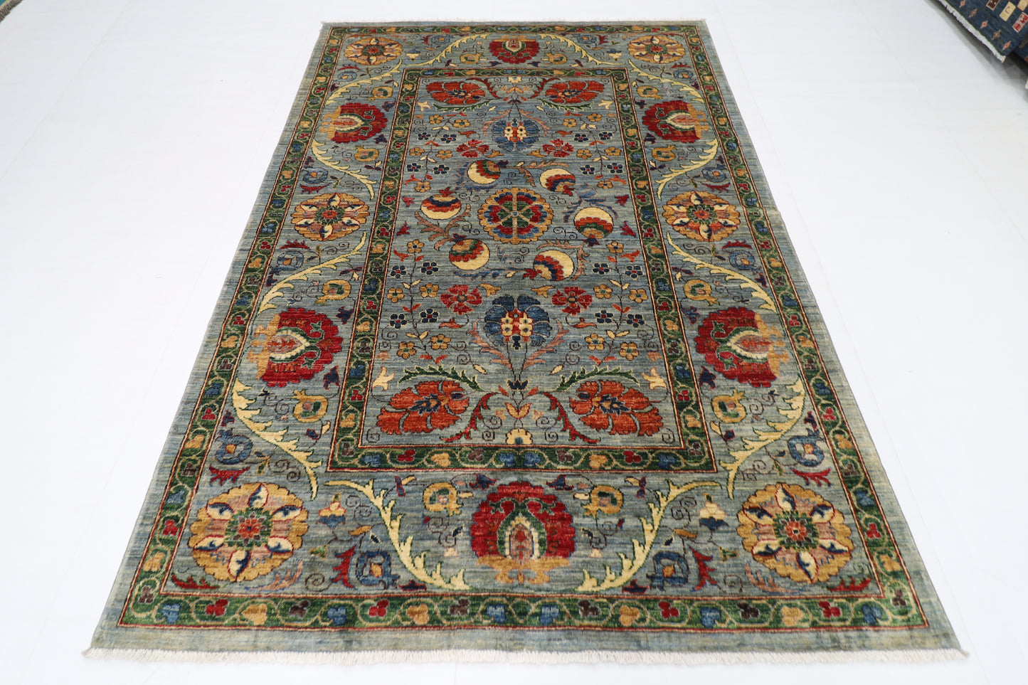 166 x 241 cm | Suzani Afghan Tribal Hand Knotted Veg Dye Wool carpet