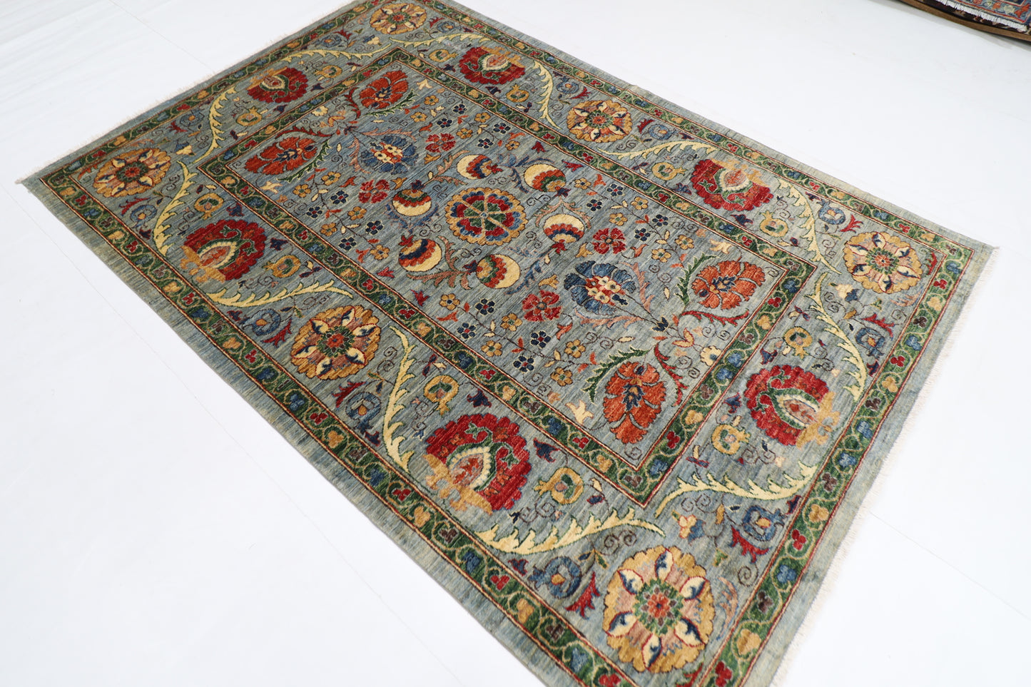 166 x 241 cm | Suzani Afghan Tribal Hand Knotted Veg Dye Wool carpet