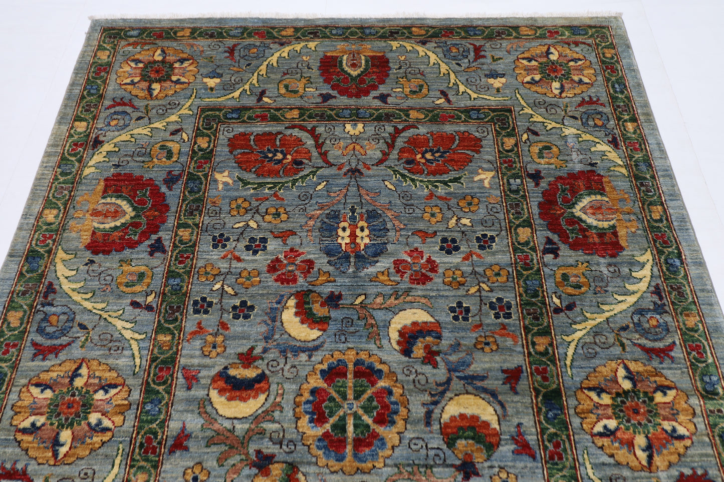 166 x 241 cm | Suzani Afghan Tribal Hand Knotted Veg Dye Wool carpet