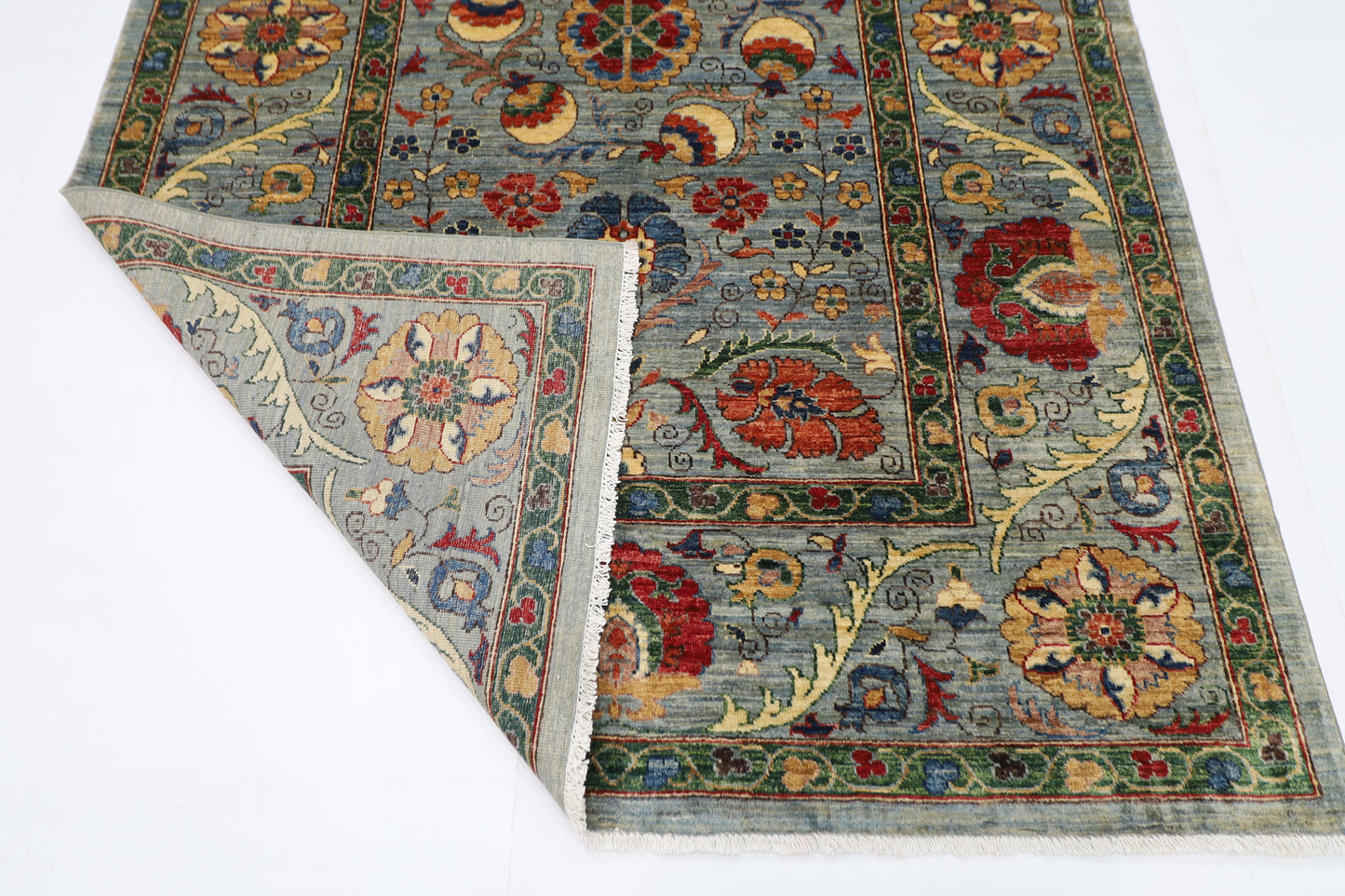 166 x 241 cm | Suzani Afghan Tribal Hand Knotted Veg Dye Wool carpet