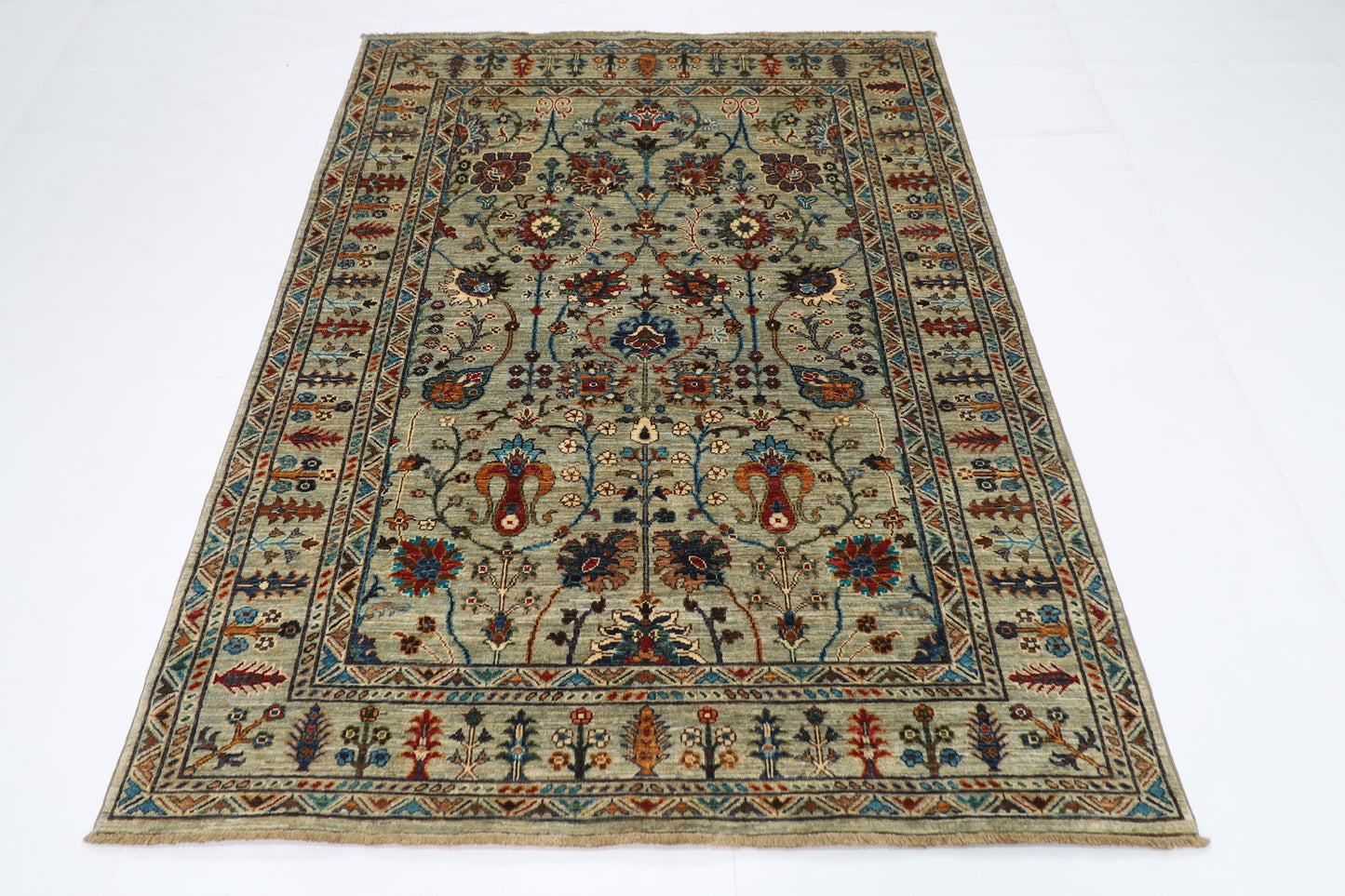 151 x 195 cm | Sultani Afghan Tribal Hand Knotted Veg Dye Wool carpet