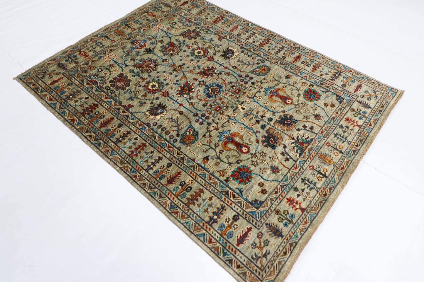 151 x 195 cm | Sultani Afghan Tribal Hand Knotted Veg Dye Wool carpet