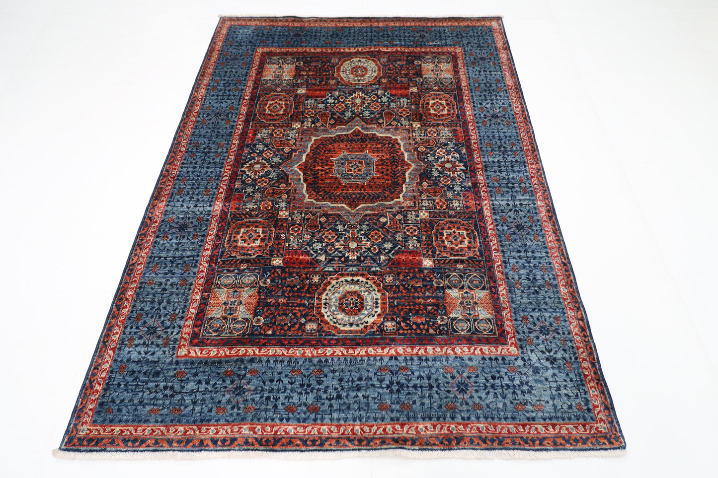 148 x 206 cm | Mamluk Afghan Tribal Hand Knotted Veg Dye Wool carpet