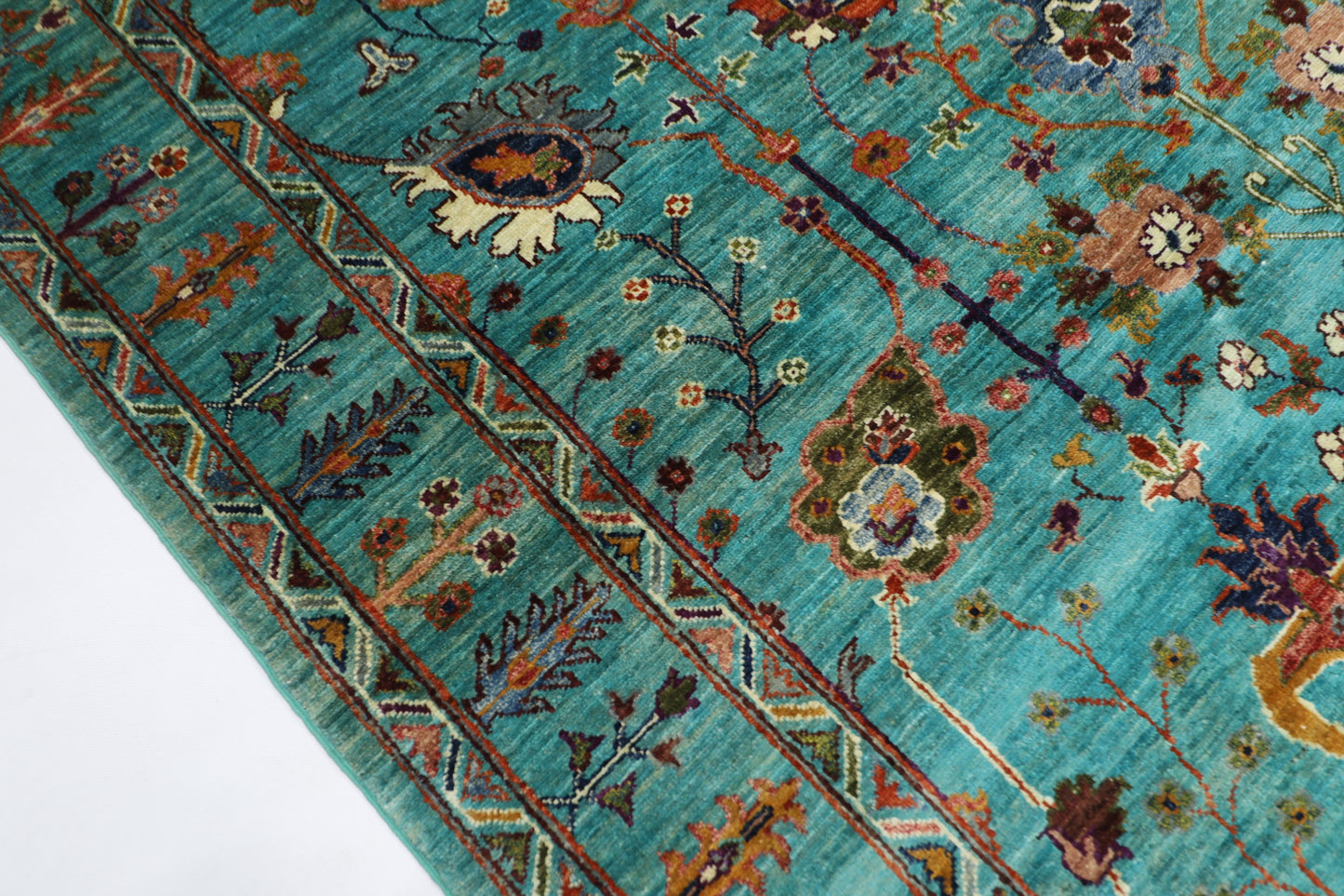 171 x 238 cm | Sultani Turquoise Afghan Tribal Hand Knotted Veg Dye Wool carpet