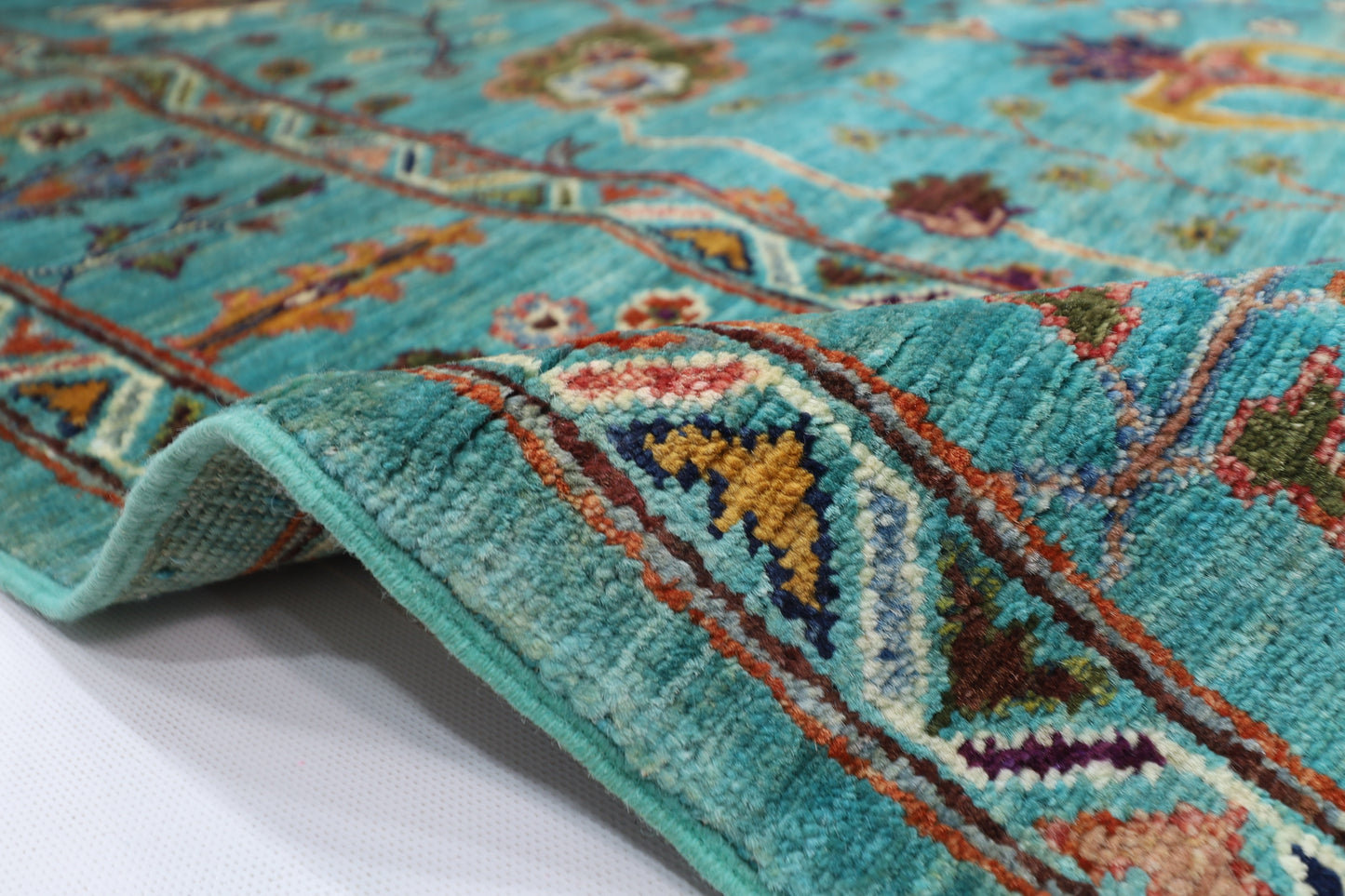 171 x 238 cm | Sultani Turquoise Afghan Tribal Hand Knotted Veg Dye Wool carpet