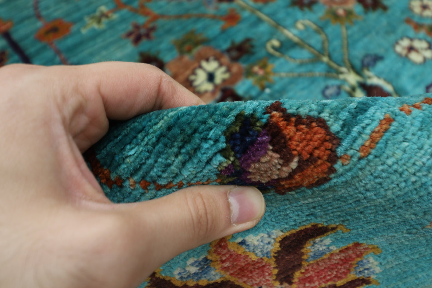 171 x 238 cm | Sultani Turquoise Afghan Tribal Hand Knotted Veg Dye Wool carpet