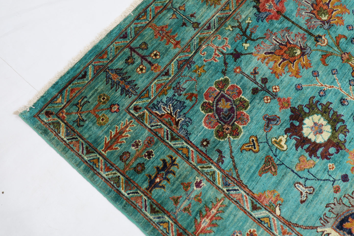171 x 238 cm | Sultani Turquoise Afghan Tribal Hand Knotted Veg Dye Wool carpet
