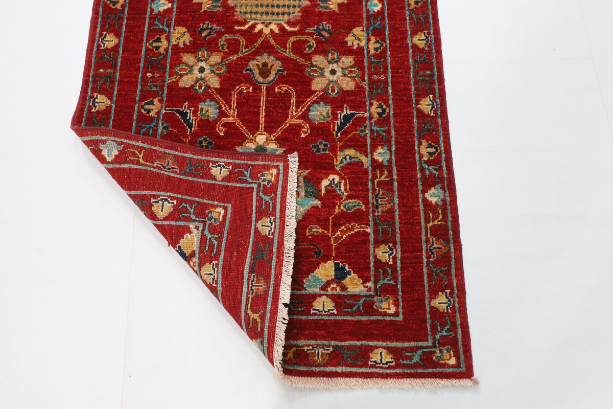 80 x 119 cm | Floral Red Oriental Afghan Hand Knotted Wool carpet