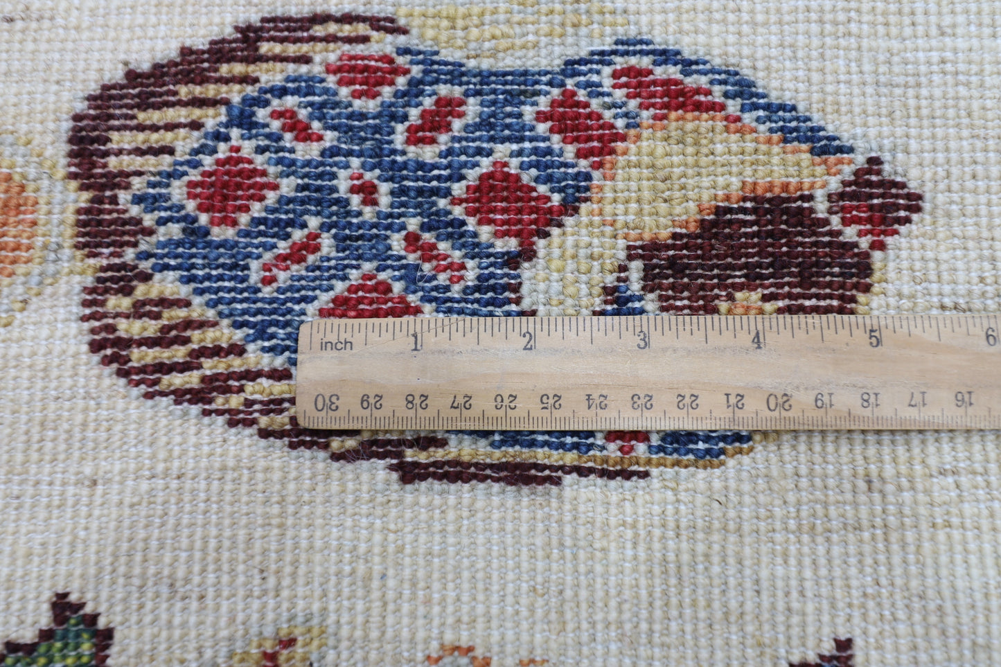 83 x 345 cm | Beige Fish Party Afghan Tribal Hand Knotted Veg Dye Wool Runner