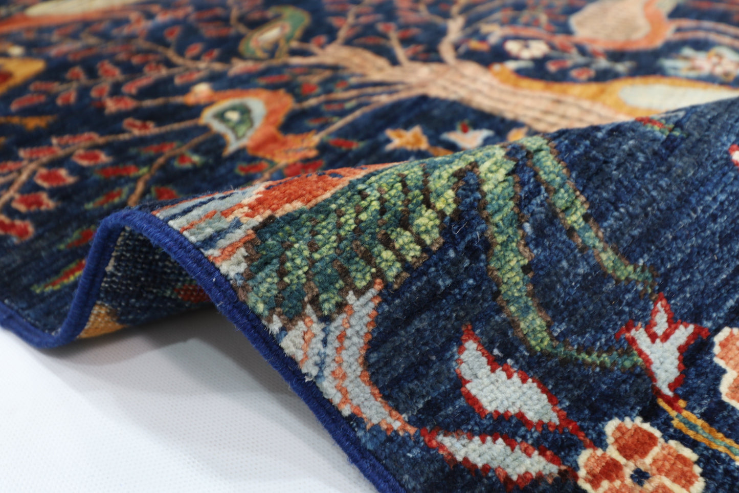88 x 290 cm | Birds Afghan Tribal Hand Knotted Veg Dye Wool Runner