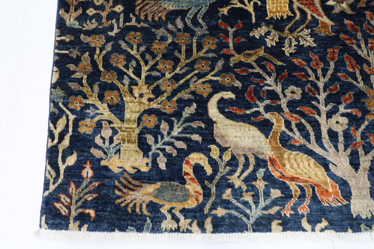 126 x 178 cm | Birds Afghan Tribal Hand Knotted Veg Dye Wool Carpet