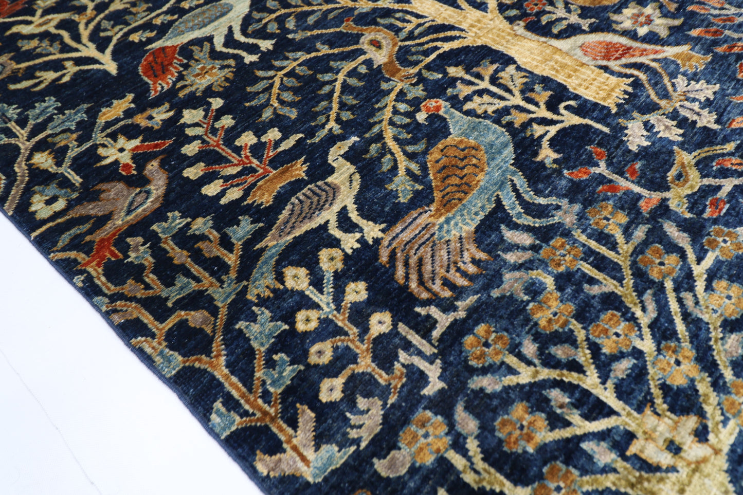 126 x 178 cm | Birds Afghan Tribal Hand Knotted Veg Dye Wool Carpet