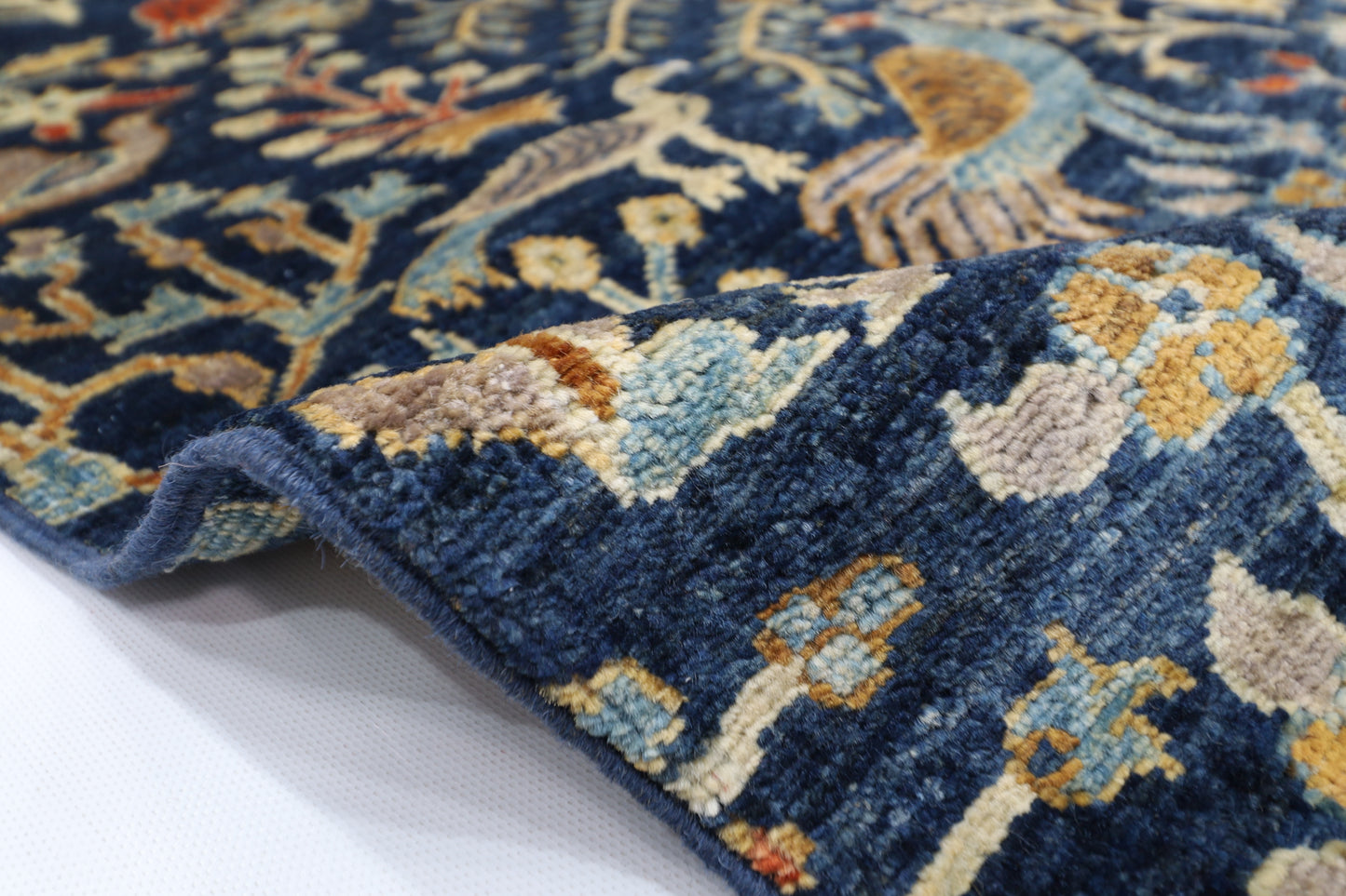 126 x 178 cm | Birds Afghan Tribal Hand Knotted Veg Dye Wool Carpet