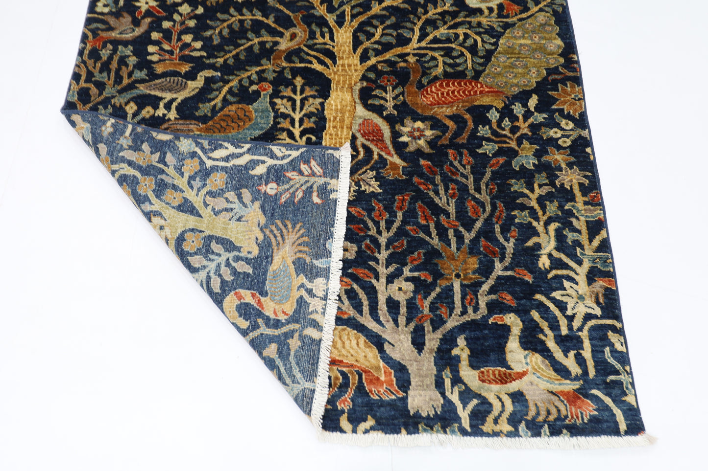 126 x 178 cm | Birds Afghan Tribal Hand Knotted Veg Dye Wool Carpet