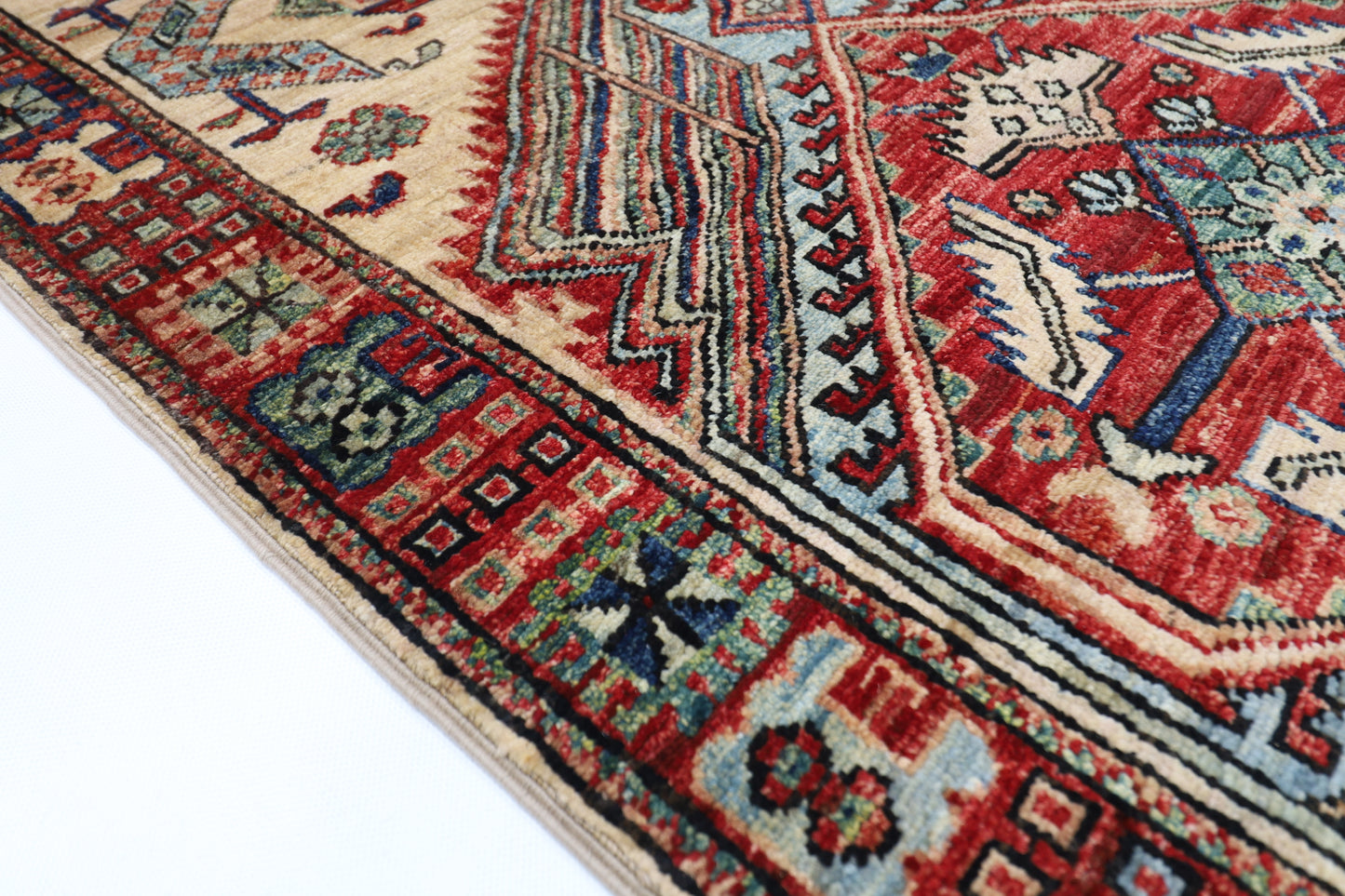 82 x 302 cm | Heriz Beige Afghan Tribal Hand Knotted Veg Dye Wool Runner