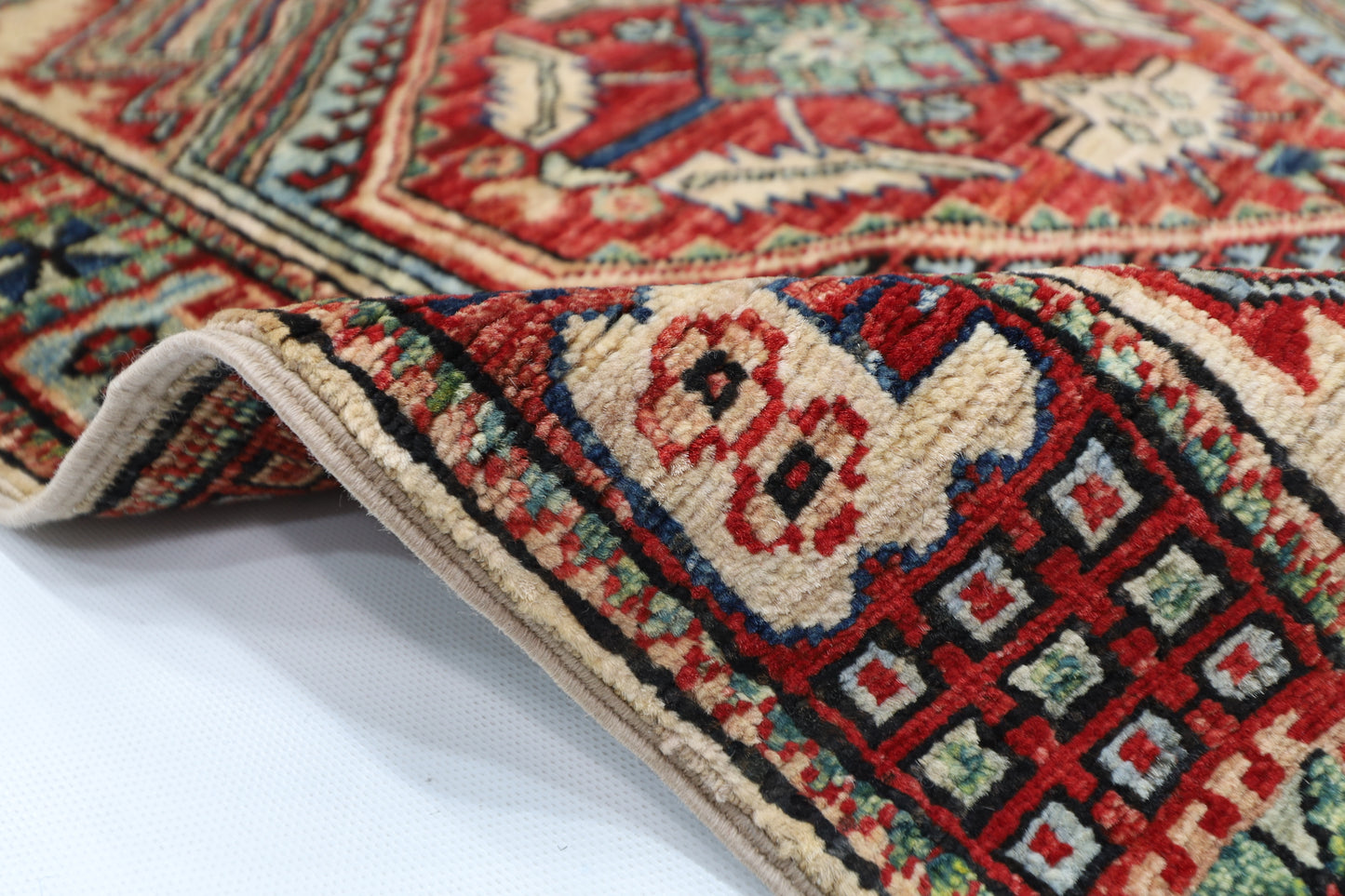 82 x 302 cm | Heriz Beige Afghan Tribal Hand Knotted Veg Dye Wool Runner