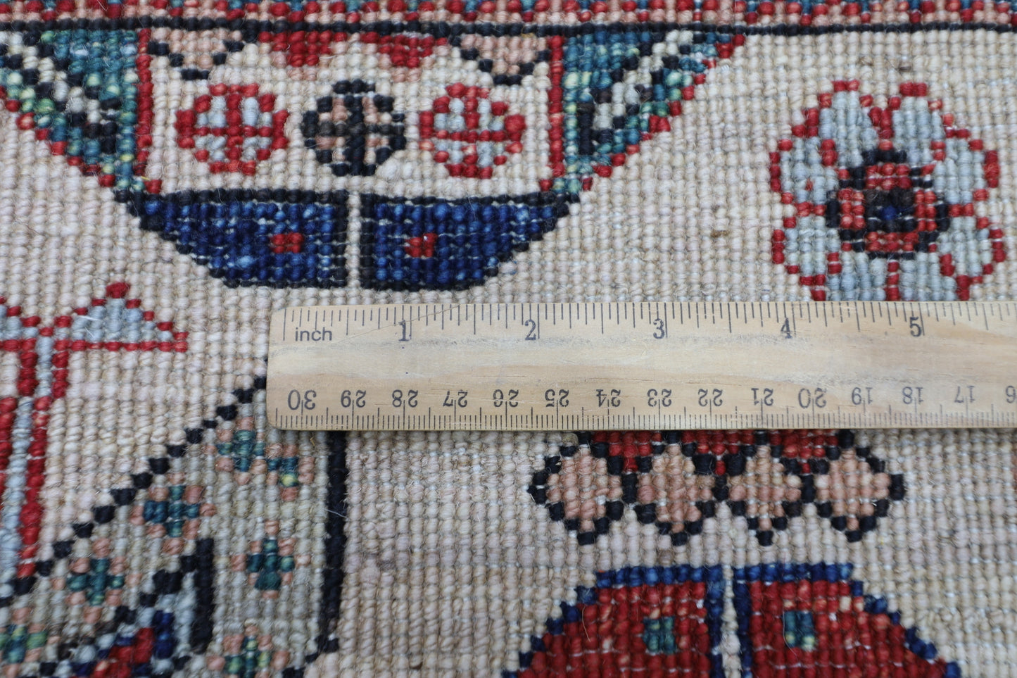 82 x 302 cm | Heriz Beige Afghan Tribal Hand Knotted Veg Dye Wool Runner