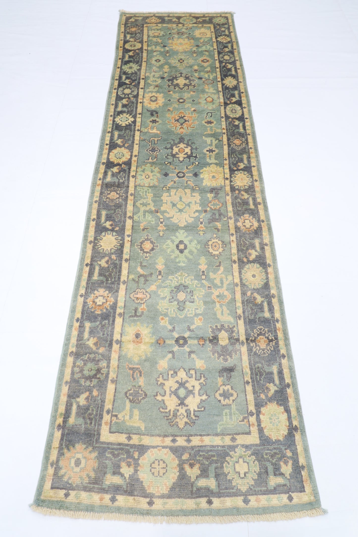 82 x 298 cm | Oushak Afghan Tribal Hand Knotted Veg Dye Wool Runner