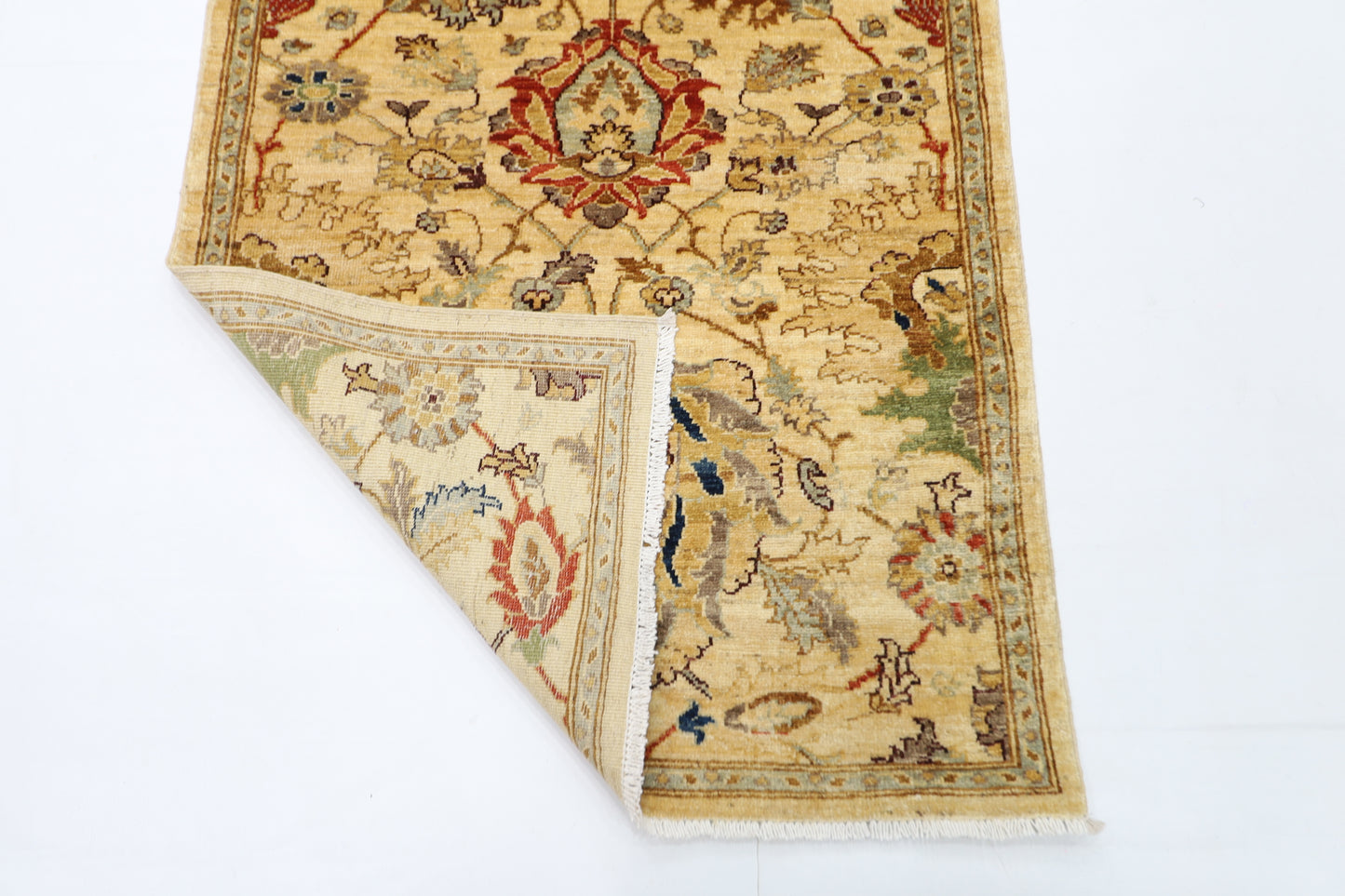 93 x 297 cm | Beige Afghan Tribal Hand Knotted Veg Dye Wool Runner