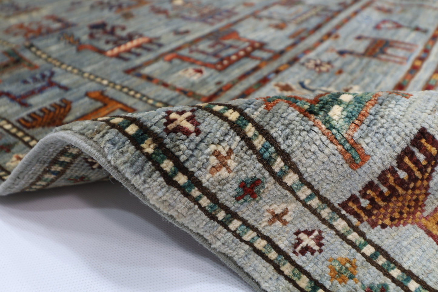 87 x 296 cm | Animal Afghan Tribal Hand Knotted Veg Dye Wool Runner