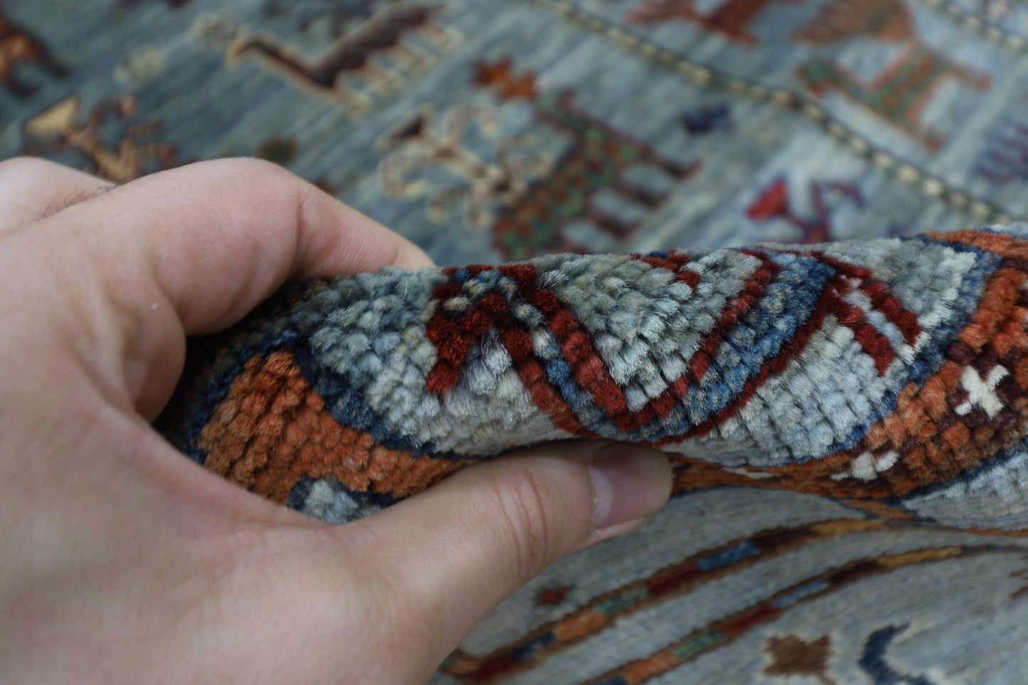 87 x 296 cm | Animal Afghan Tribal Hand Knotted Veg Dye Wool Runner