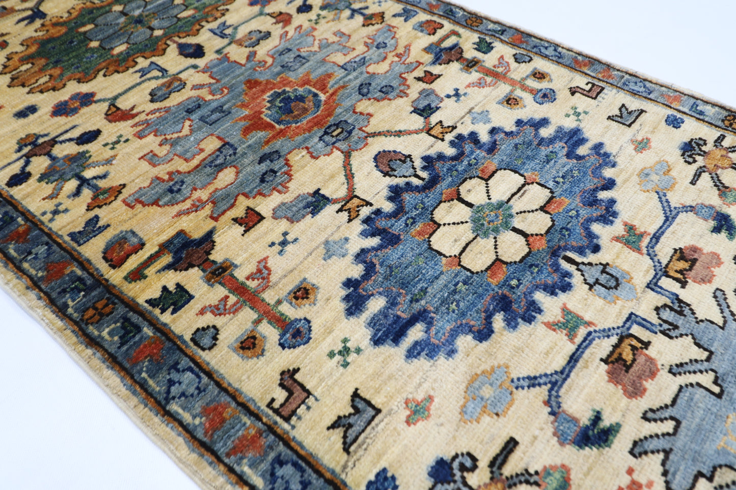 70 x 179 cm | Beige Afghan Tribal Hand Knotted Veg Dye Wool Runner
