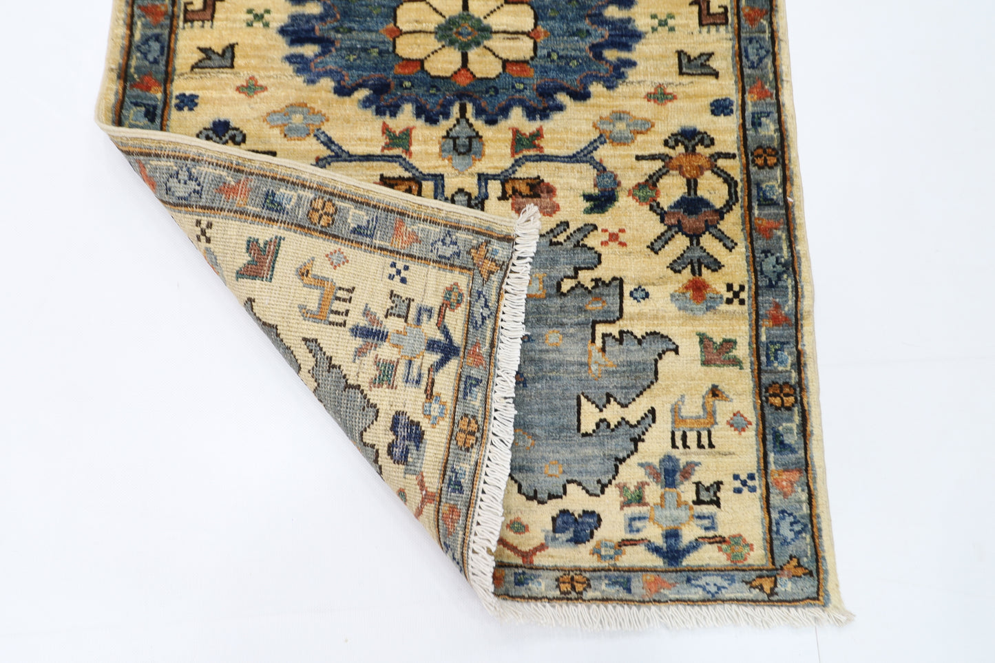 70 x 179 cm | Beige Afghan Tribal Hand Knotted Veg Dye Wool Runner