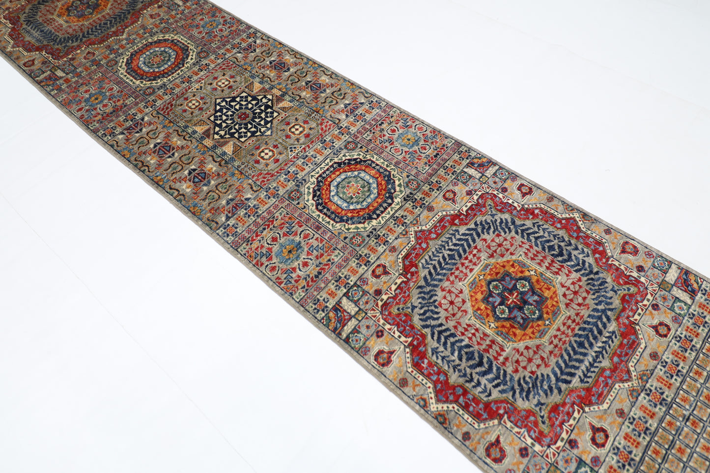 83 x 348 cm | Mamluk Afghan Tribal Hand Knotted Veg Dye Wool Runner