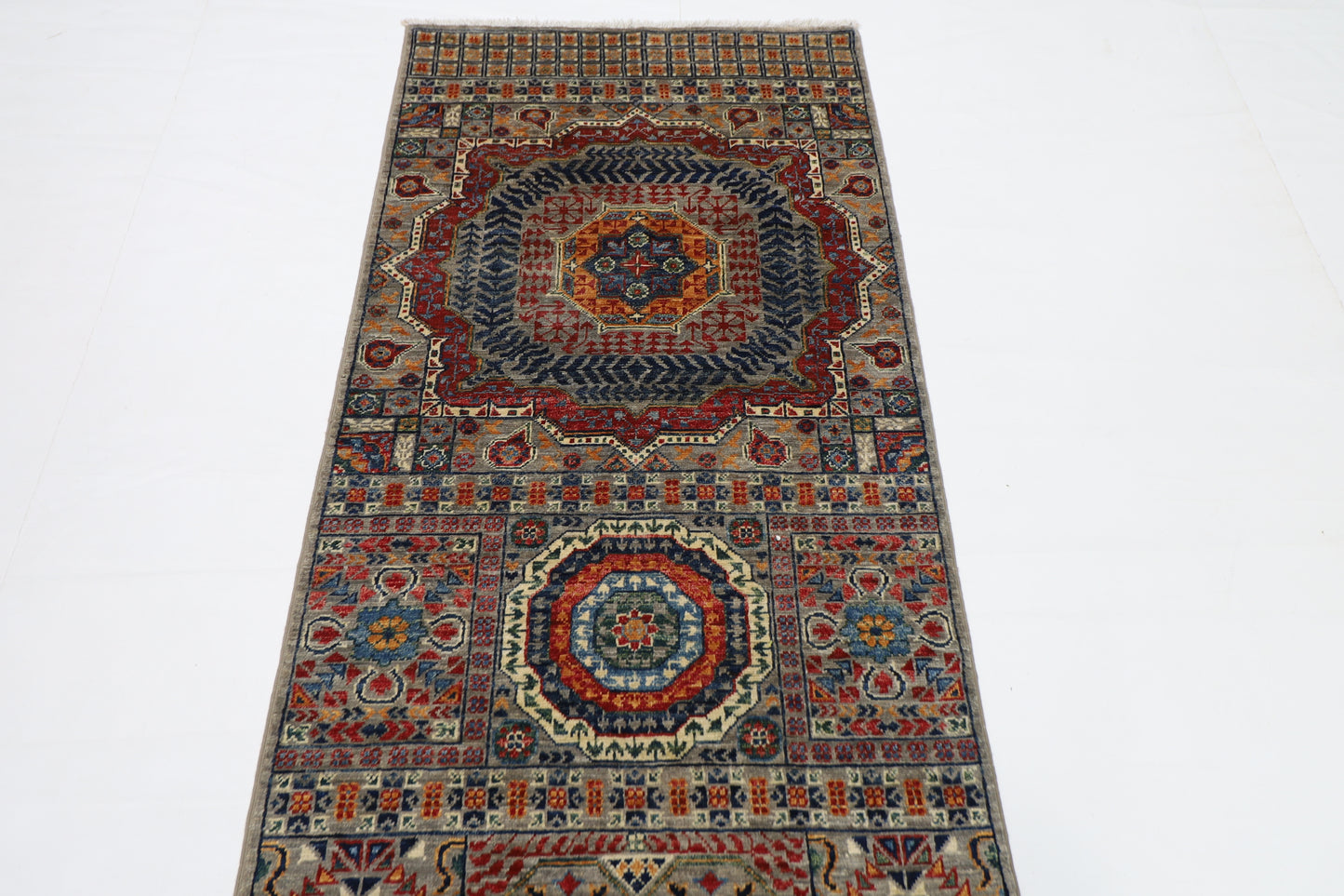 83 x 348 cm | Mamluk Afghan Tribal Hand Knotted Veg Dye Wool Runner