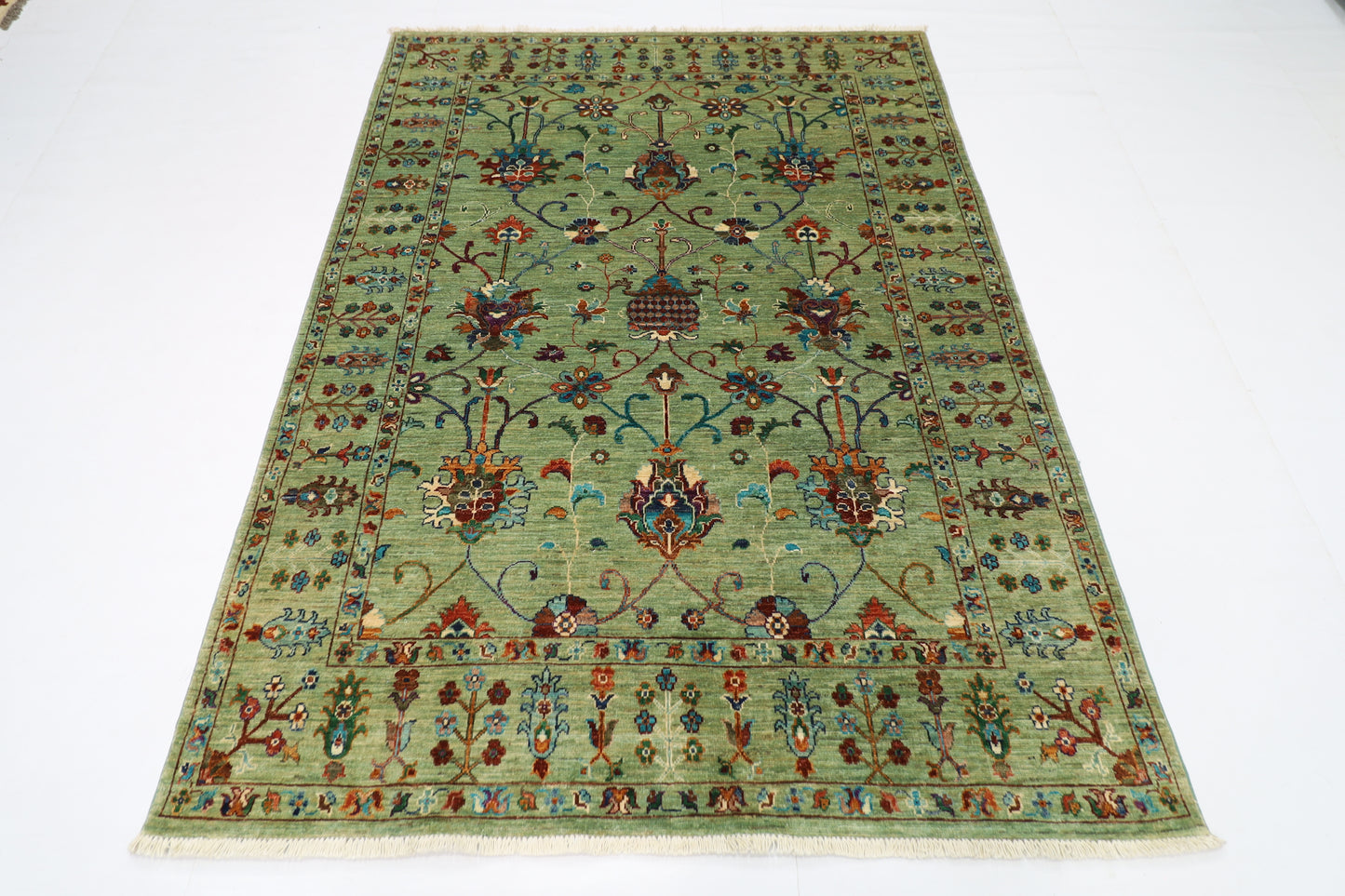 156 x 209 cm | Sultani Afghan Tribal Hand Knotted Veg Dye Wool Runner