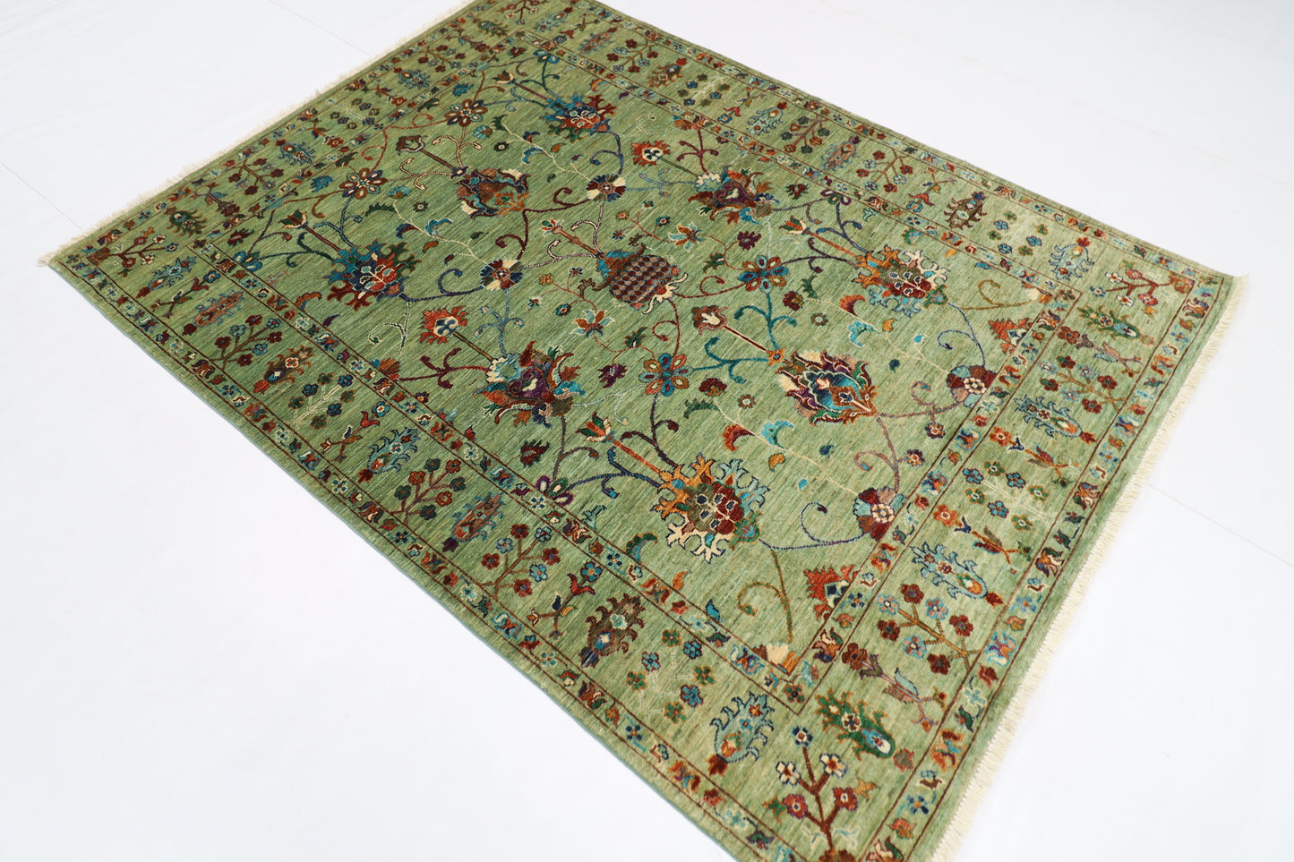 156 x 209 cm | Sultani Afghan Tribal Hand Knotted Veg Dye Wool Runner