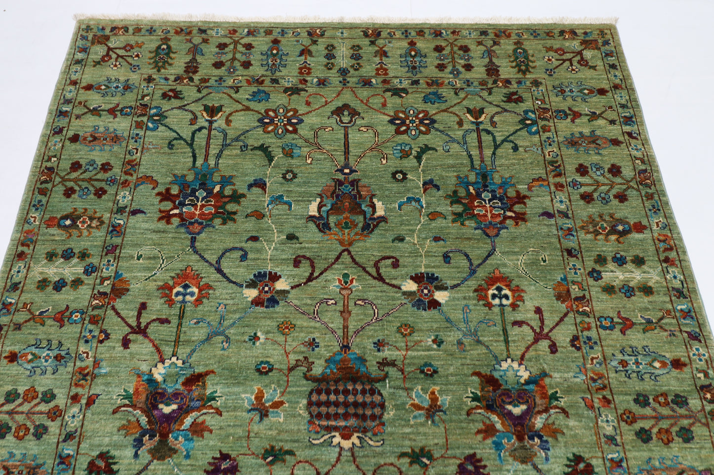 156 x 209 cm | Sultani Afghan Tribal Hand Knotted Veg Dye Wool Runner