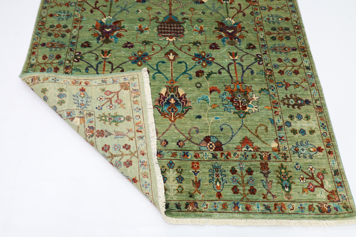 156 x 209 cm | Sultani Afghan Tribal Hand Knotted Veg Dye Wool Runner