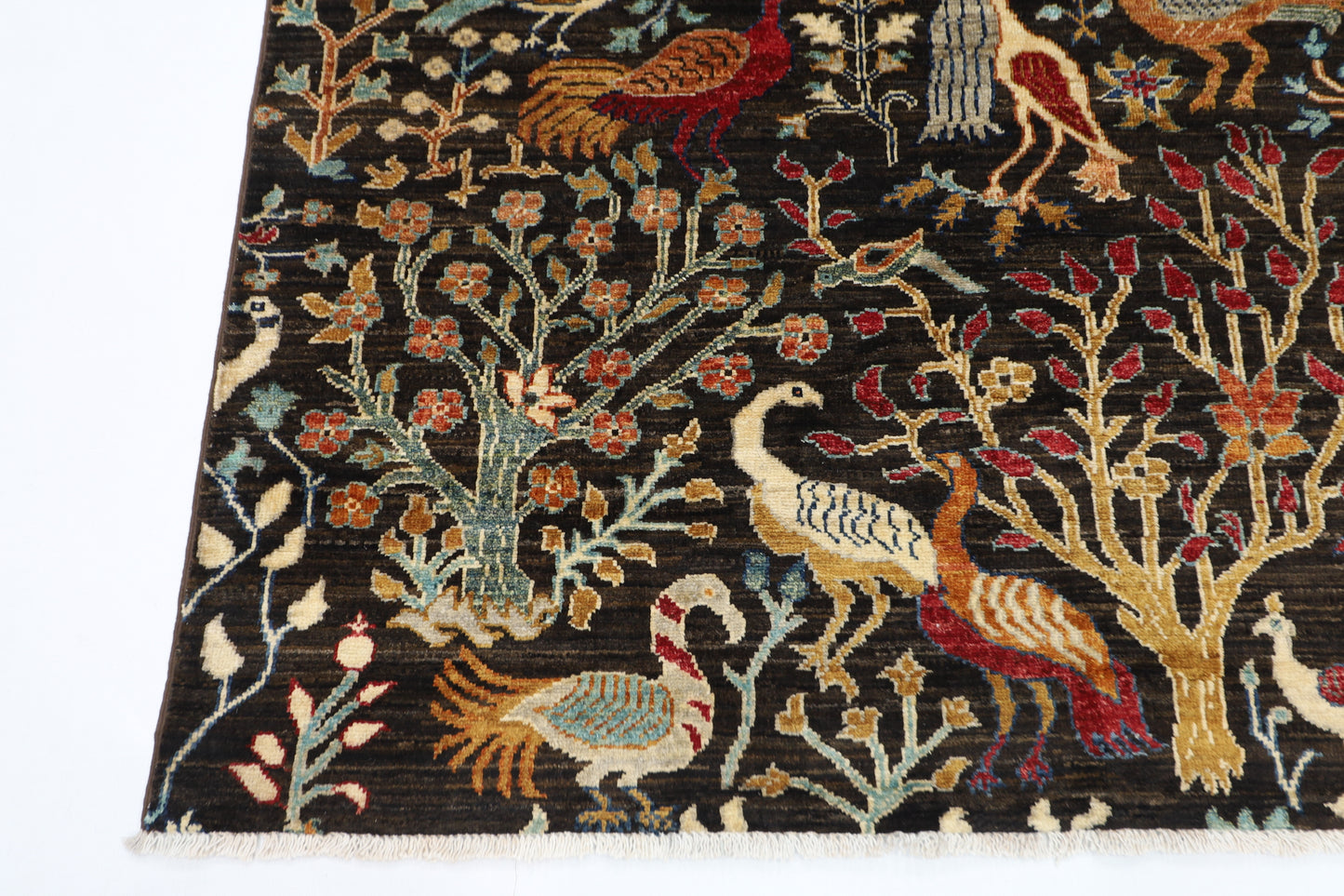 155 x 201 cm | Birds Afghan Tribal Hand Knotted Veg Dye Wool Runner