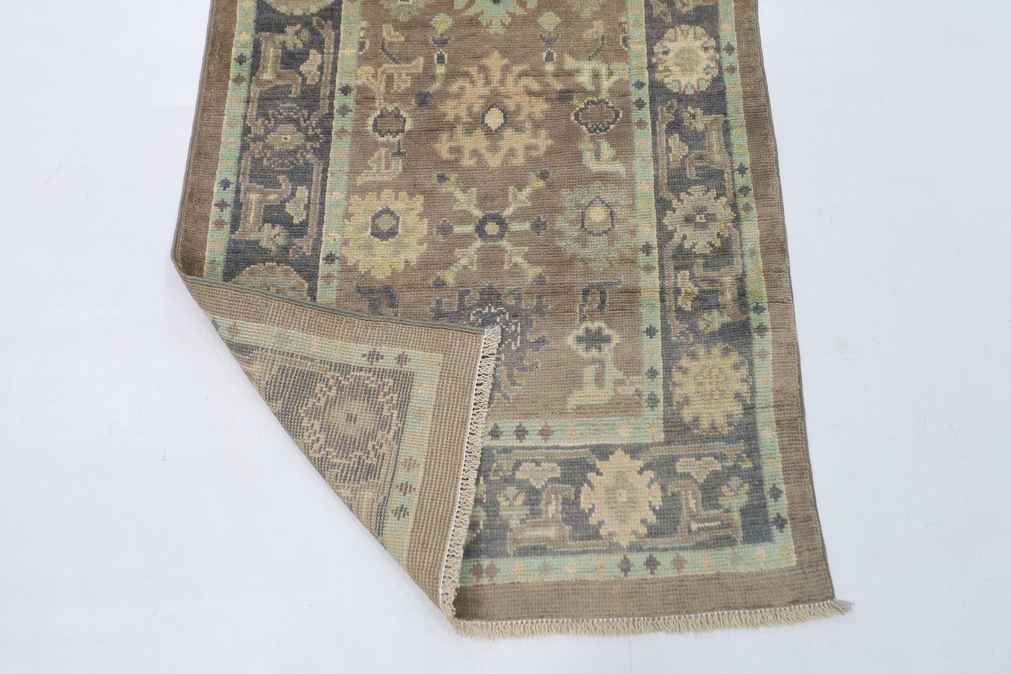 81 x 308 cm | Oushak Afghan Tribal Hand Knotted Veg Dye Wool Runner