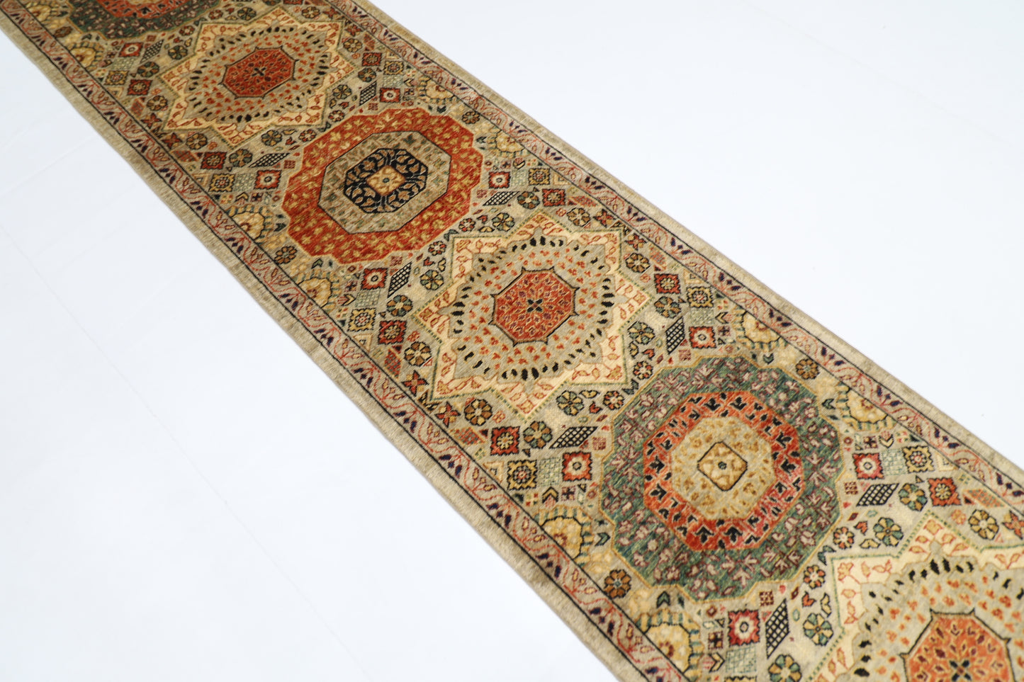80 x 357 cm | Mamluk Afghan Tribal Hand Knotted Veg Dye Wool Runner
