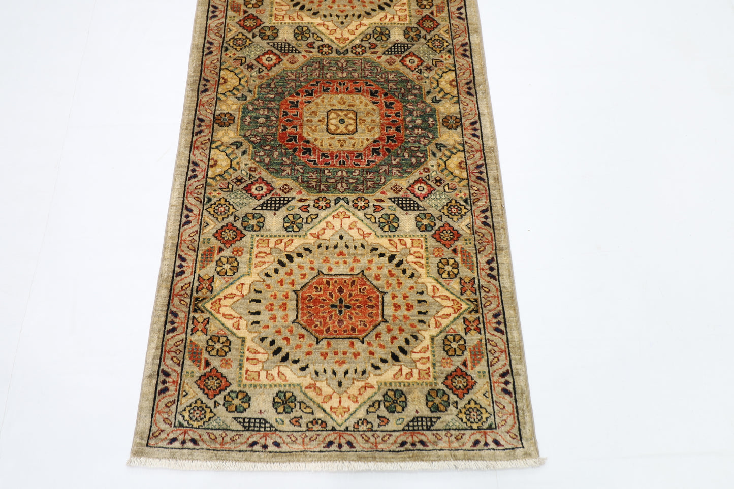 80 x 357 cm | Mamluk Afghan Tribal Hand Knotted Veg Dye Wool Runner