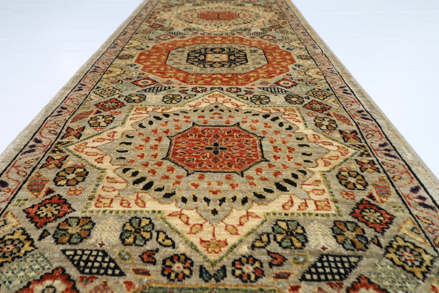 80 x 357 cm | Mamluk Afghan Tribal Hand Knotted Veg Dye Wool Runner