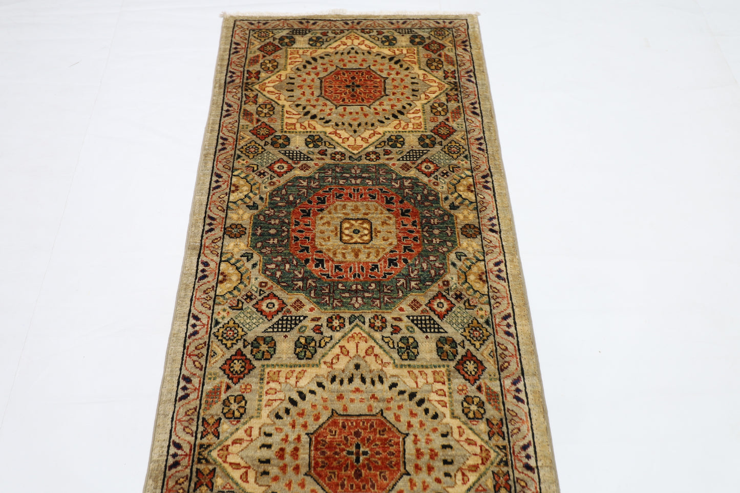 80 x 357 cm | Mamluk Afghan Tribal Hand Knotted Veg Dye Wool Runner