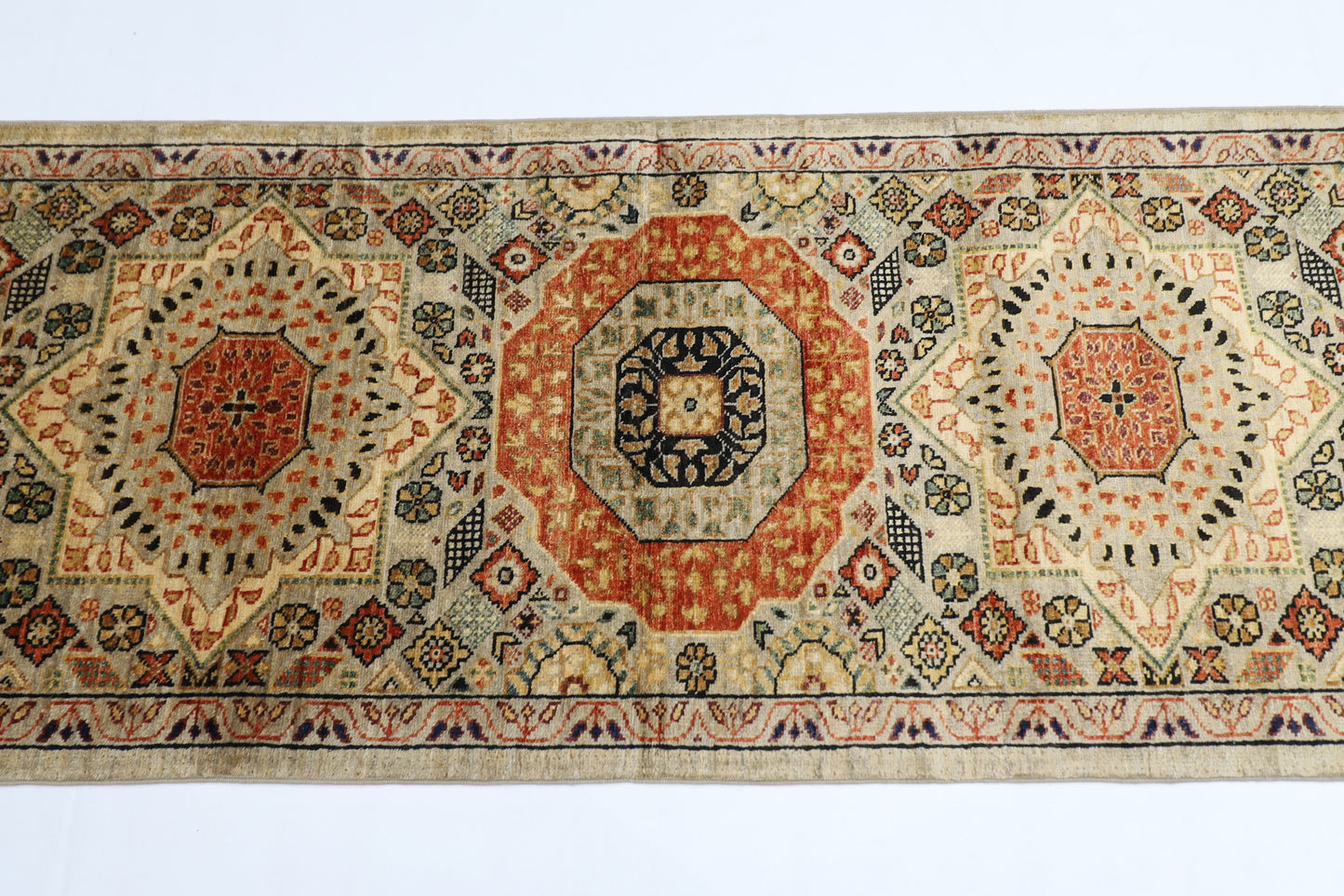 80 x 357 cm | Mamluk Afghan Tribal Hand Knotted Veg Dye Wool Runner
