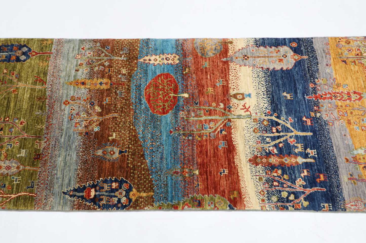 78 x 304 cm | Landscape Afghan Tribal Hand Knotted Veg Dye Wool Runner