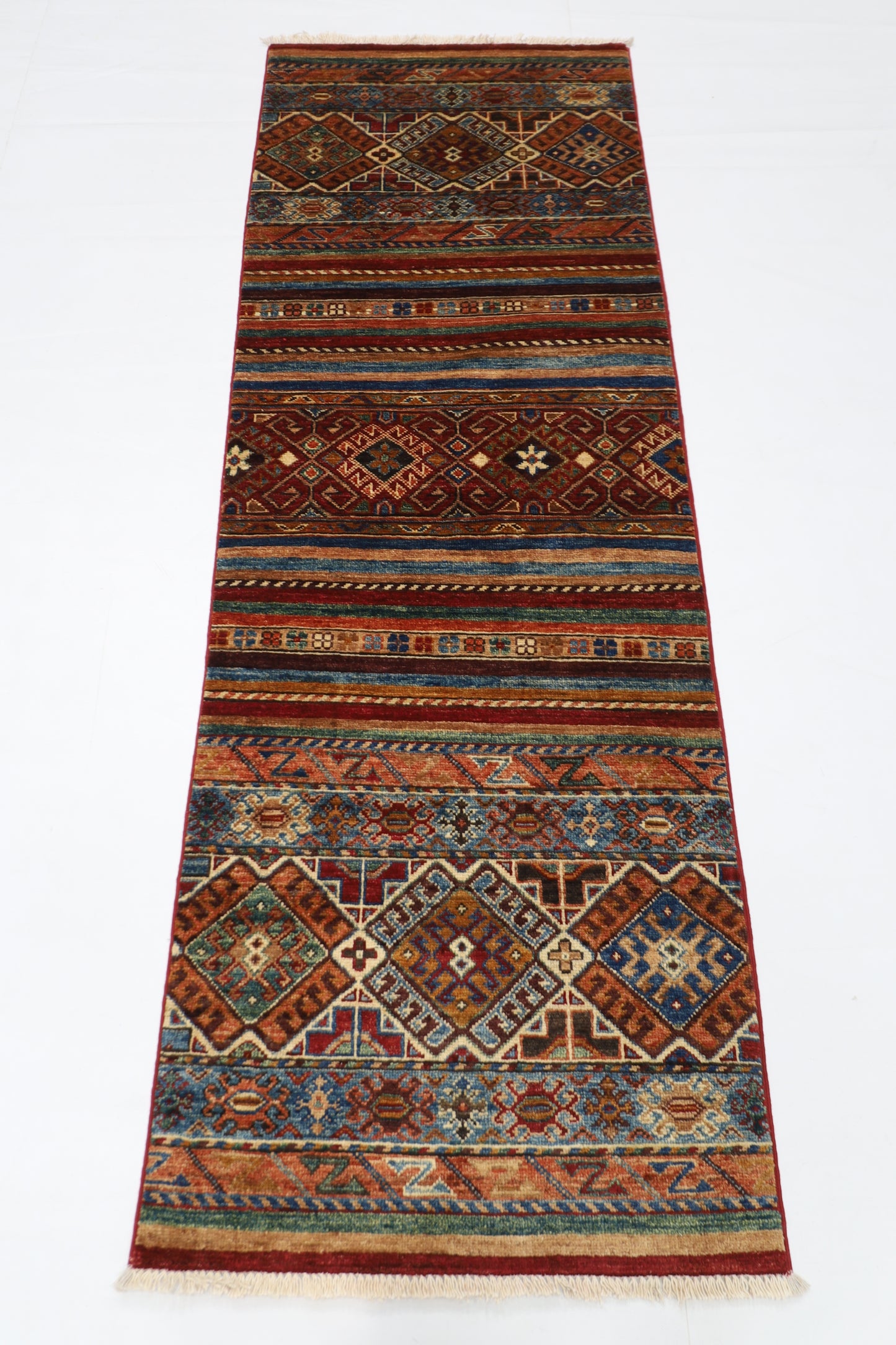 66 x 197 cm | Khorjun Afghan Tribal Hand Knotted Veg Dye Wool Runner