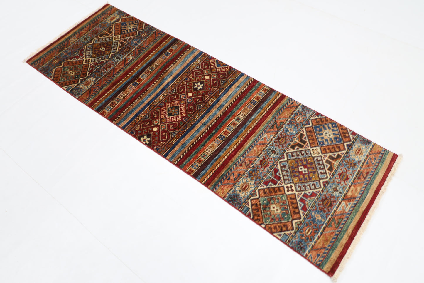 66 x 197 cm | Khorjun Afghan Tribal Hand Knotted Veg Dye Wool Runner