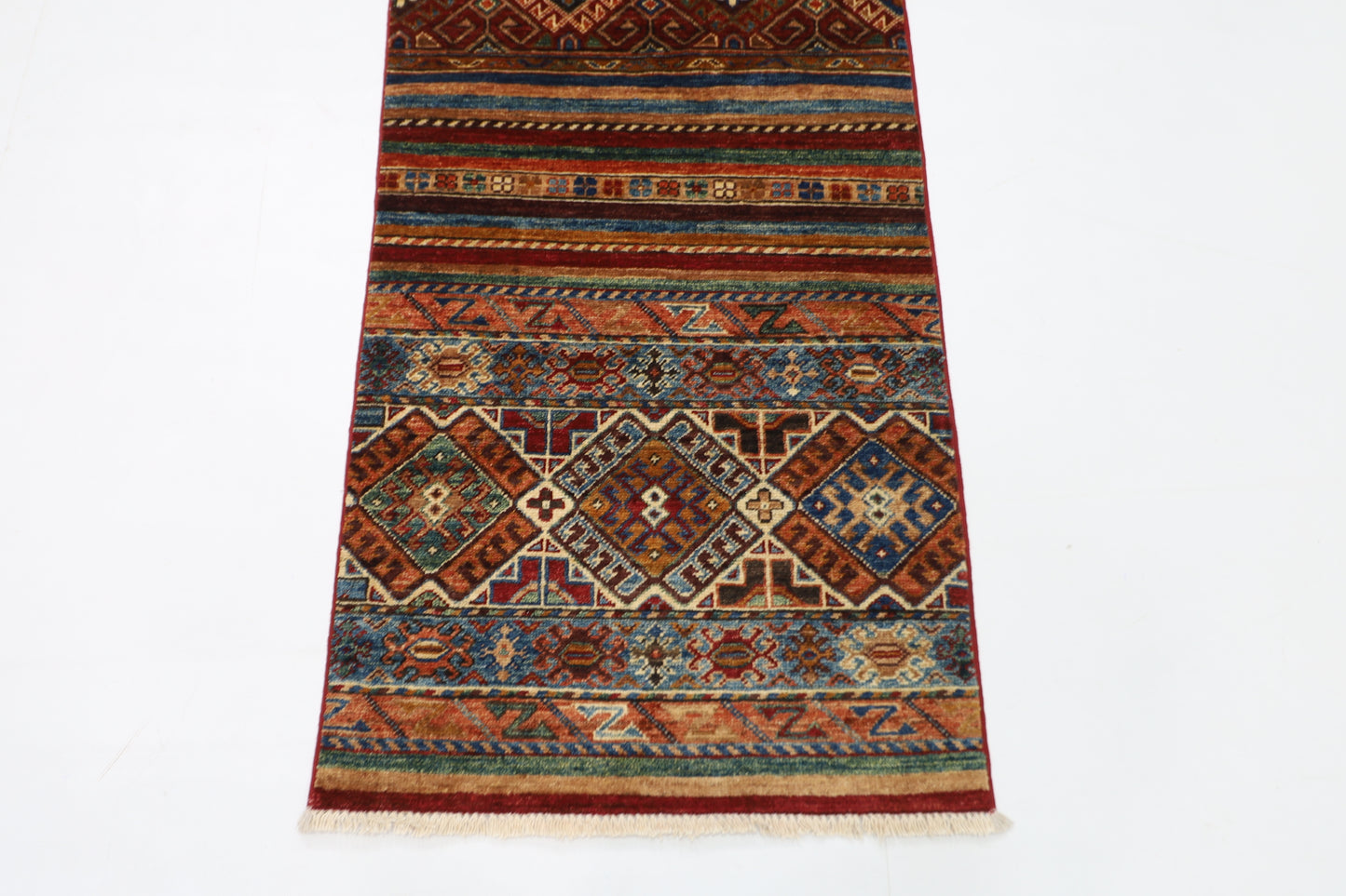 66 x 197 cm | Khorjun Afghan Tribal Hand Knotted Veg Dye Wool Runner