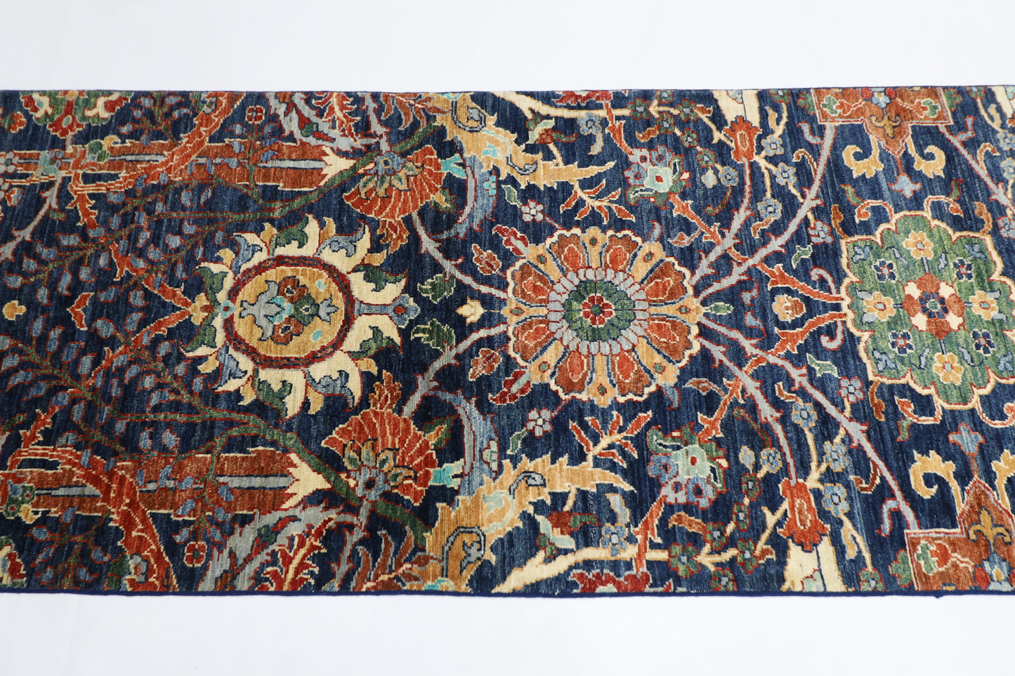 87 x 297 cm | Sickle Leaf Afghan Tribal Hand Knotted Veg Dye Wool Runner