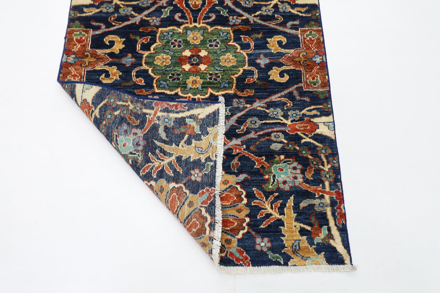 87 x 297 cm | Sickle Leaf Afghan Tribal Hand Knotted Veg Dye Wool Runner