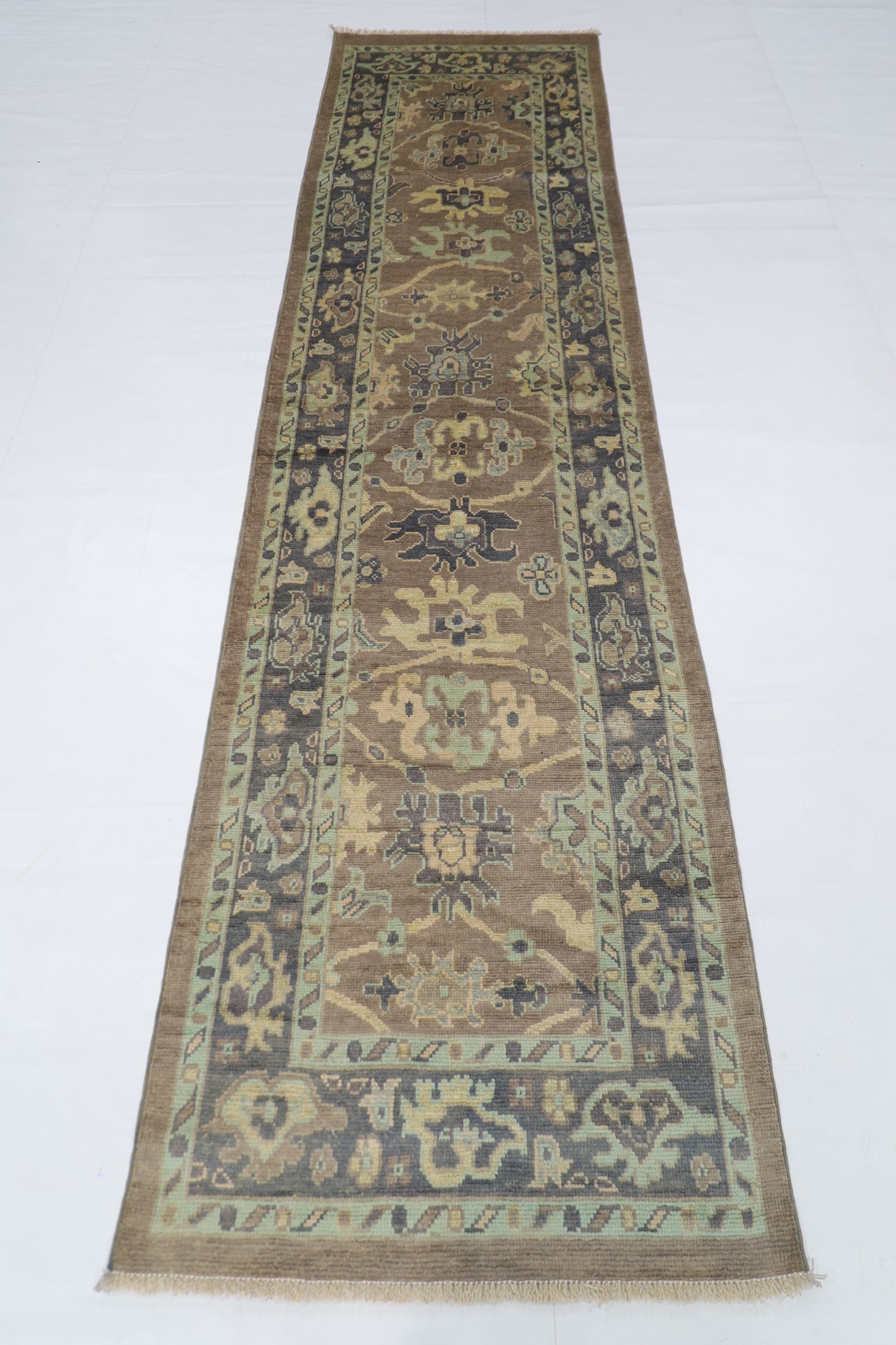 80 x 306 cm | Oushak Afghan Tribal Hand Knotted Veg Dye Wool Runner