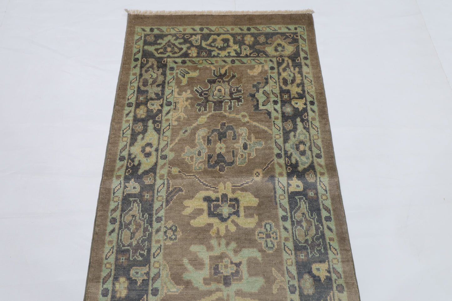 80 x 306 cm | Oushak Afghan Tribal Hand Knotted Veg Dye Wool Runner