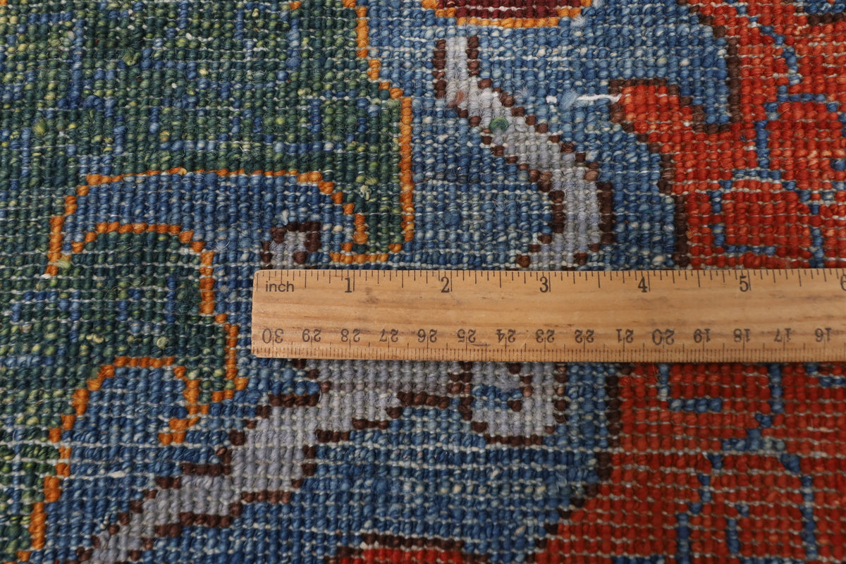 200 x 298 cm | kawros Blue Design Hand Knotted Wool Afghan Carpet